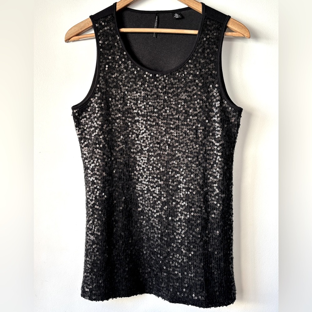 ISDA & CO Sequined Black Tank Top